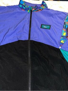 Reebok vintage 90s Purple and Black Retro Colorblock Jacket